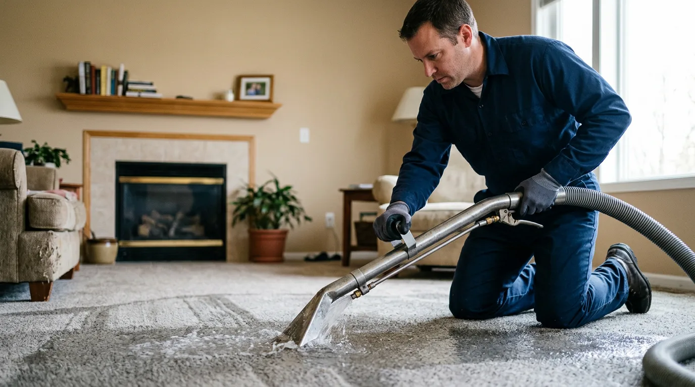 Water damage restoration technician working near Wheeler, IL